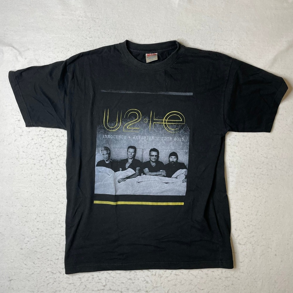 Unique U2 Innocence Experience Tour 2015 Band T-Shirt Mens XL Black Graphic Tee